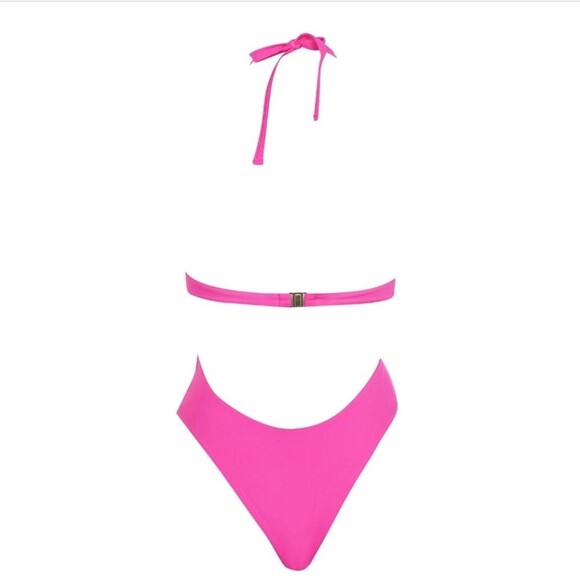 L'Agent by Agent Provocateur Adrina Halter Cutout One-Piece Swimsuit in Pink - Picture 5 of 14